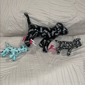 PINK Victoria's Secret Black Logo Dog Plush Trio